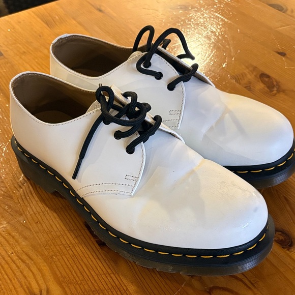Dr. Martens Shoes - Dr. Martens White Flats with Black Laces